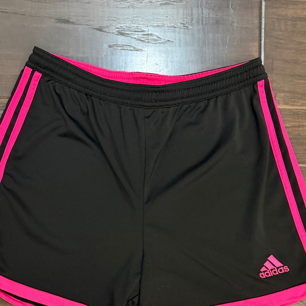 adidas Black Athletic Shorts with Hot Pink Trim - Picture 4 of 9